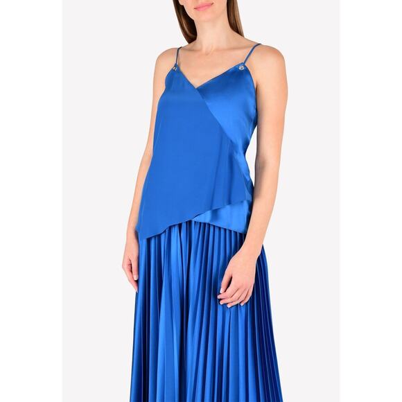 New Prabal Gurung Silk VNeck Asymmetrical Tank Top with Tie Ups Rust Orange 4 - Picture 12 of 12